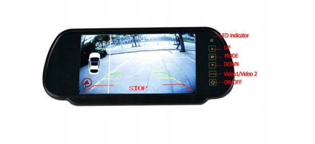 MONITOR TFT LCD 7' w lusterku do kamery cofania