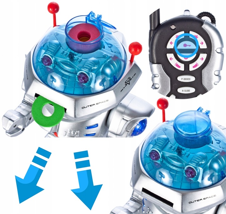 ZDALNIE STEROWANY ROBOT Pilot R/C STRZELAJĄCY KRĄŻKAMI do 5 metrów CHODZI