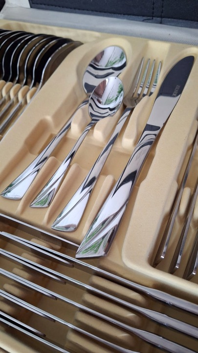 KOMPLET SZTUĆCÓW WALIZKA ZESTAW SZTUĆCE STAL NIERDZEWNA 72EL DLA 12 OSÓB