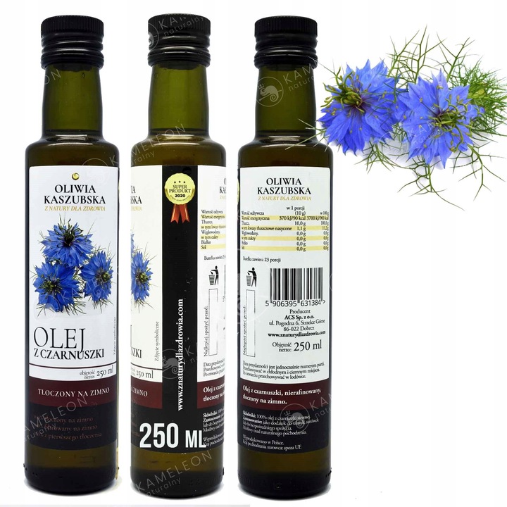 OLEJ Z NASION CZARNUSZKI TŁOCZONY NA ZIMNO nierafinowany Czarnuszka 250ml