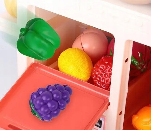 Kuchnia dla dzieci lodówka kran z wodą para różowa 64AR