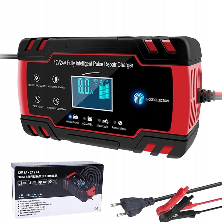 Prostownik Automatyczny Samochodowy Z Funkjcą Naprawy Akumulatora 12 24V