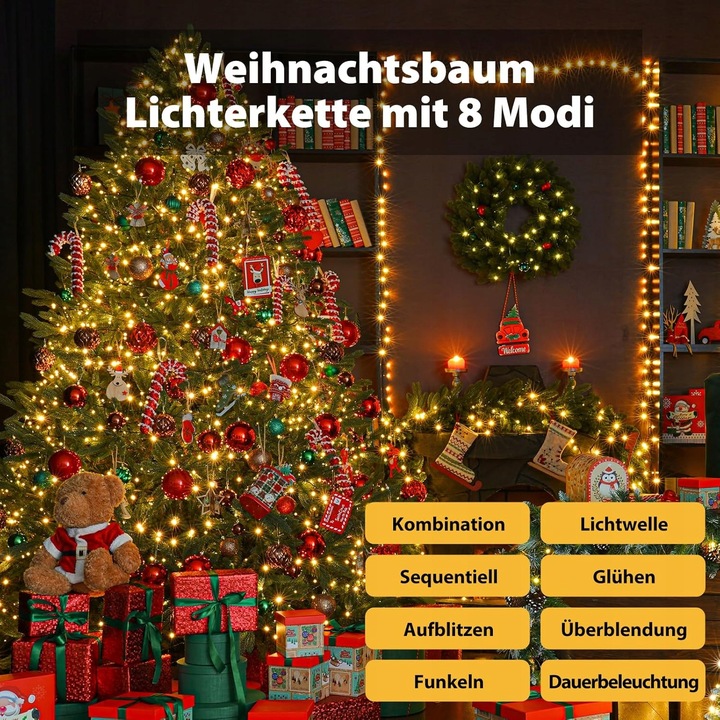 Lampki choinkowe Łańcuch 26m Sekey 360 diod LED Biały ciepły z pilotem