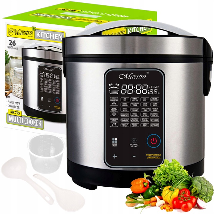 MULTICOOKER PAROWAR SZYBKOWAR ELEKTRYCZNY GARNEK 26 PROGRAMÓW 5L 700W TIMER