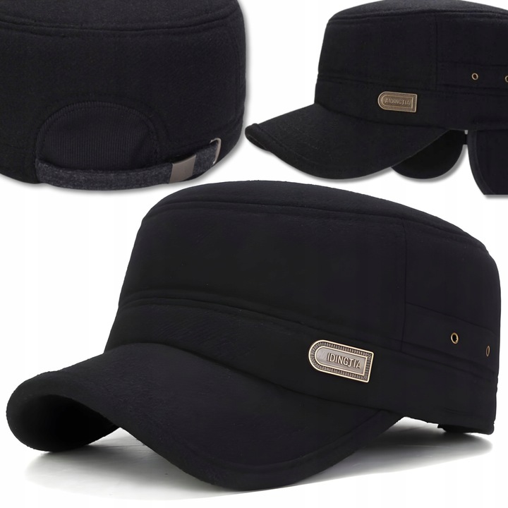 CIEPŁA CZAPKA ZIMOWA Z DASZKIEM NAUSZNIKAMI MĘSKA USZATKA OCIEPLANA PILOTKA