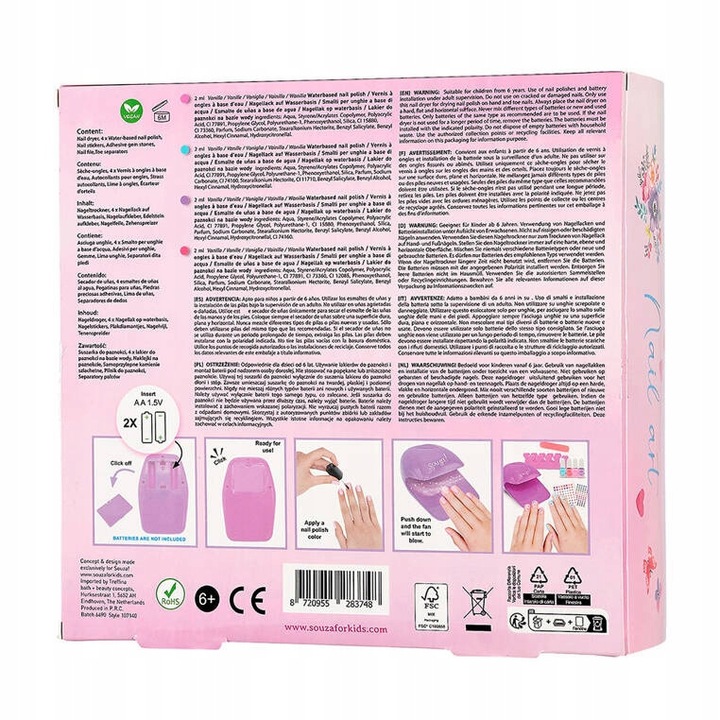 Zestaw lakierów i akcesoriów do paznokci z suszarką 10 el., 6 lat+, Souza!