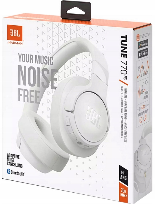 BIAŁE SŁUCHAWKI NAUSZNE Bezprzewodowe JBL Tune 770NC ANC Bluetooth