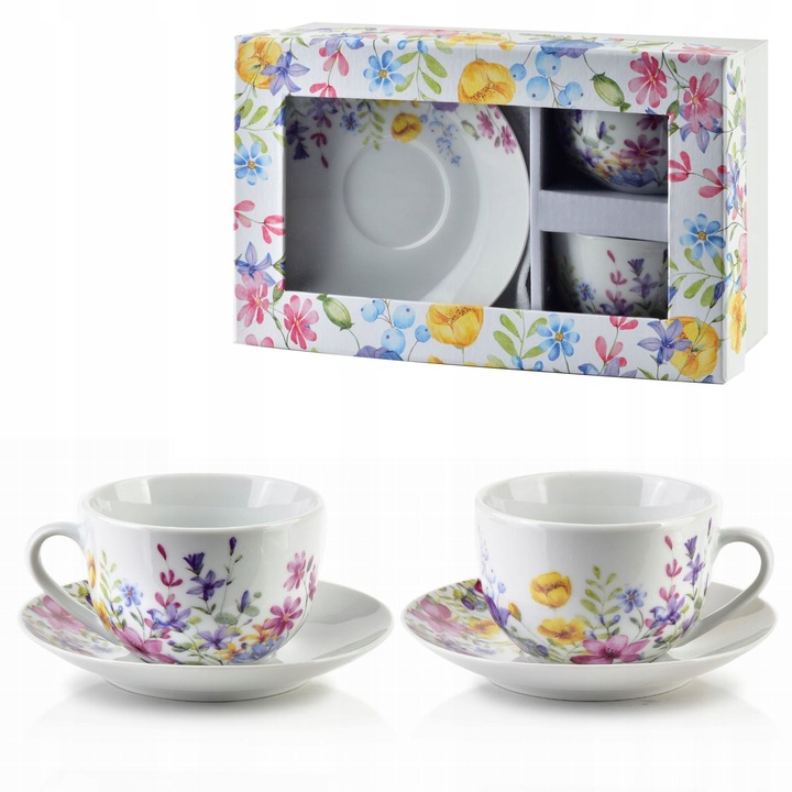 Filiżanka z podstawką JOY Komplet 2 filiżanki ze spodkiem 245ml HTTC5670