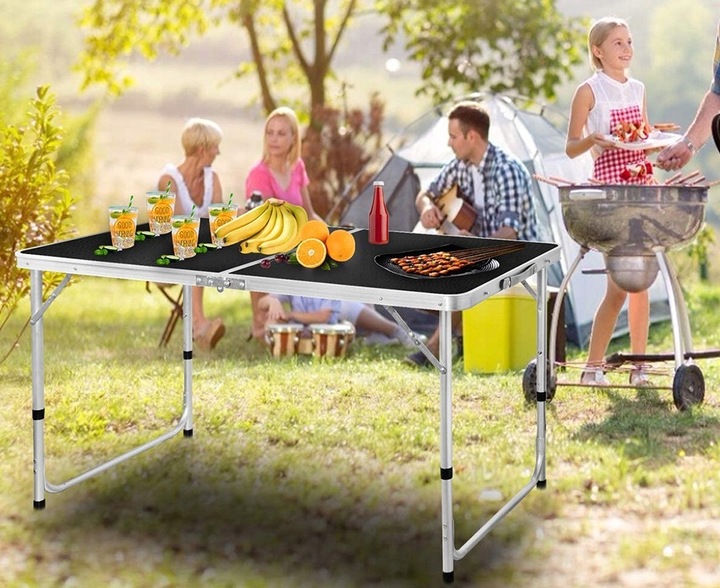 STOLIK STÓŁ TURYSTYCZNY SKŁADANY KEMPINGOWY ZESTAW Z 4 KRZESŁAMI CZARNY