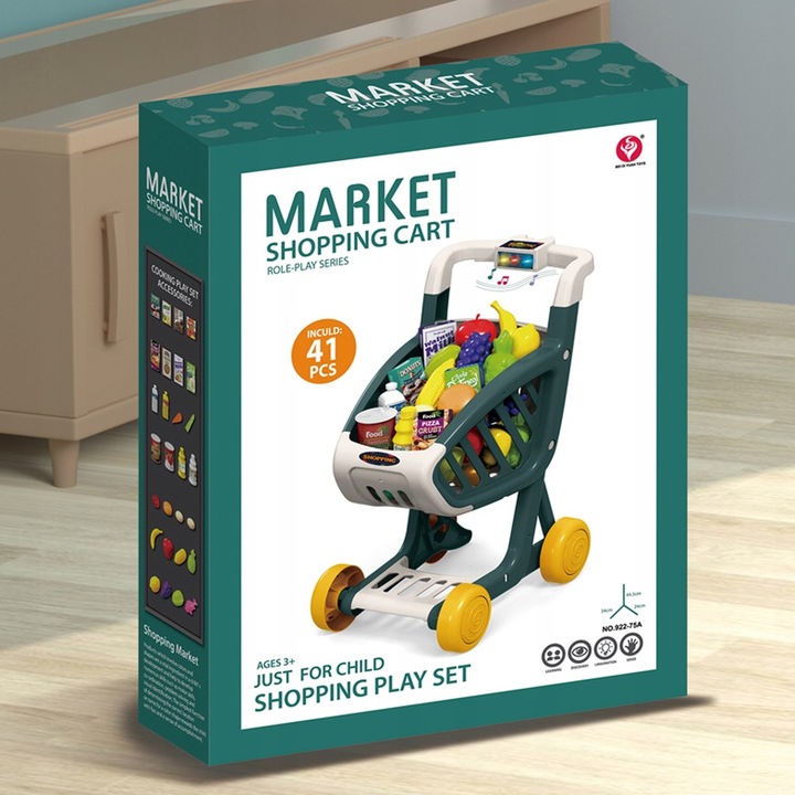 Wózek Sklepowy Dla Dzieci KOSZYK Zakupowy Supermarket KASA AKCESORIA MATADI