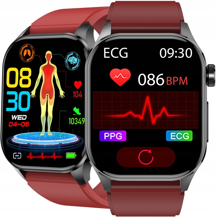 SMARTWATCH ZEGAREK DAMSKI EKG GLUKOZA CIŚNIENIE TEMPERATURA ROZMOWY MENU PL