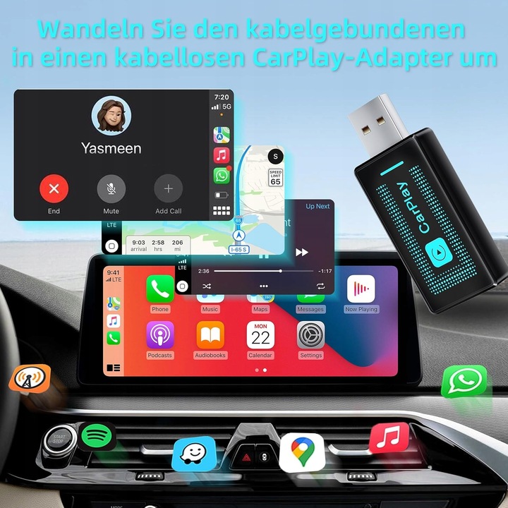 Bezprzewodowy adapter Carplay do iPhone'a iOS 9+ i nowsze Plug & Play