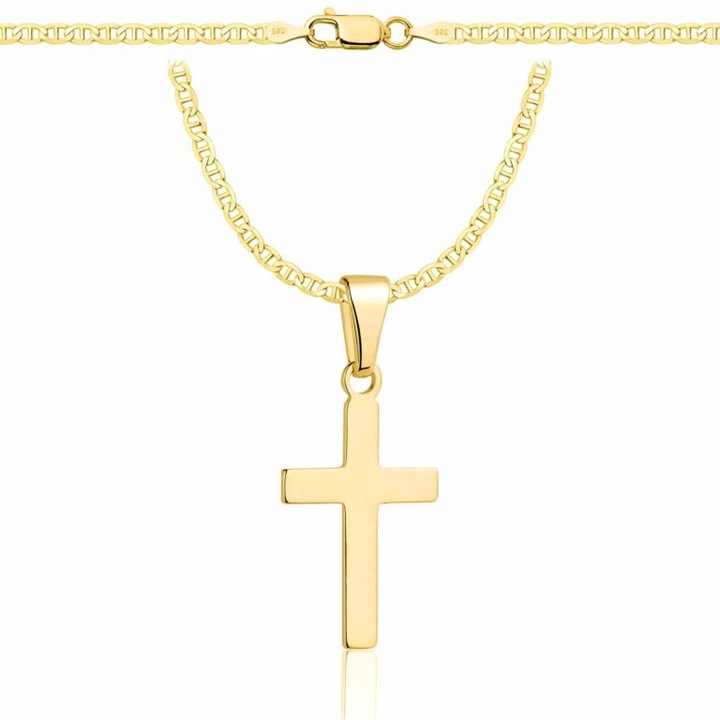 ZŁOTY ŁAŃCUSZEK NA CHRZCINY GUCCI Z KRZYŻYKIEM PR 585 925 + GRAWER GRATIS