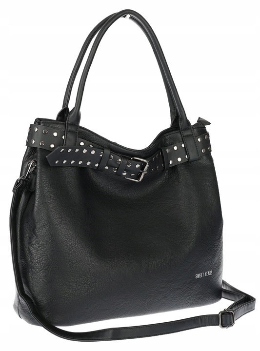 Torebka Damska Shopper worek modna duża torba A4 na Ramię 6866 Czarna