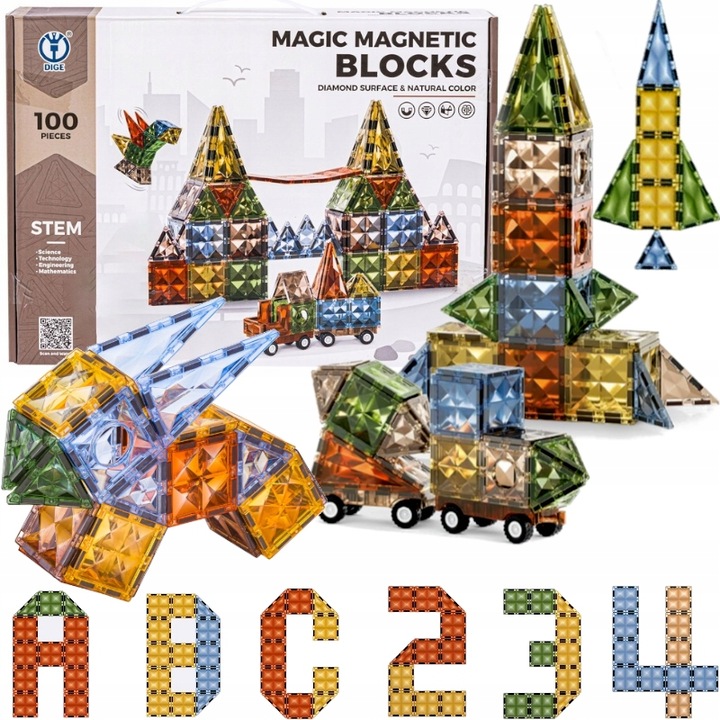 Klocki konstrukcyjne magnetyczne kółka kreatywny zestaw 100 elementów