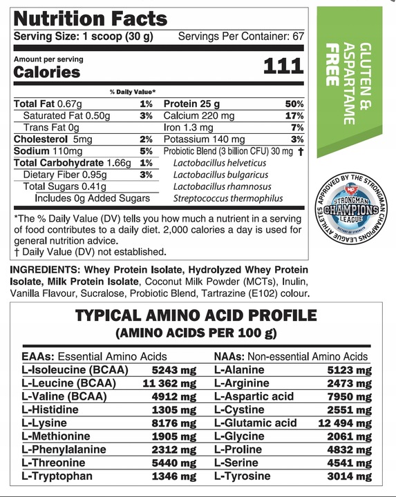 MLO ISO Platinum Izolat białka z mieszanką probiotyków WPI WPH wanilia 2kg
