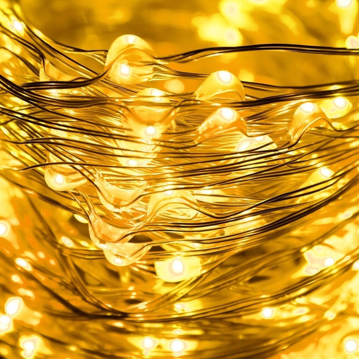 LAMPKI DRUCIKI 200 LED 23m ZEW/WEW MIKRO NA PRĄD 8 FUNKCJI CIEPŁE ZASILACZ