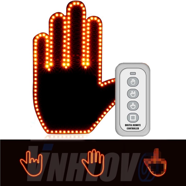 RĘKA LED NA TYLNĄ SZYBĘ SAMOCHODU SYGNALIZATOR GESTÓW ŚRODKOWY PALEC KCIUK