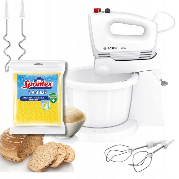 BOSCH MIKSER RĘCZNY ROBOT MISA MQWPL2000 CleverMixx 375W+Ściereczki Spontex