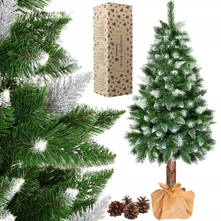 CHOINKA SZTUCZNA 160 CM NA PNIU PIĘKNA SOSNA DIAMENTOWA GĘSTA OŚNIEŻONA