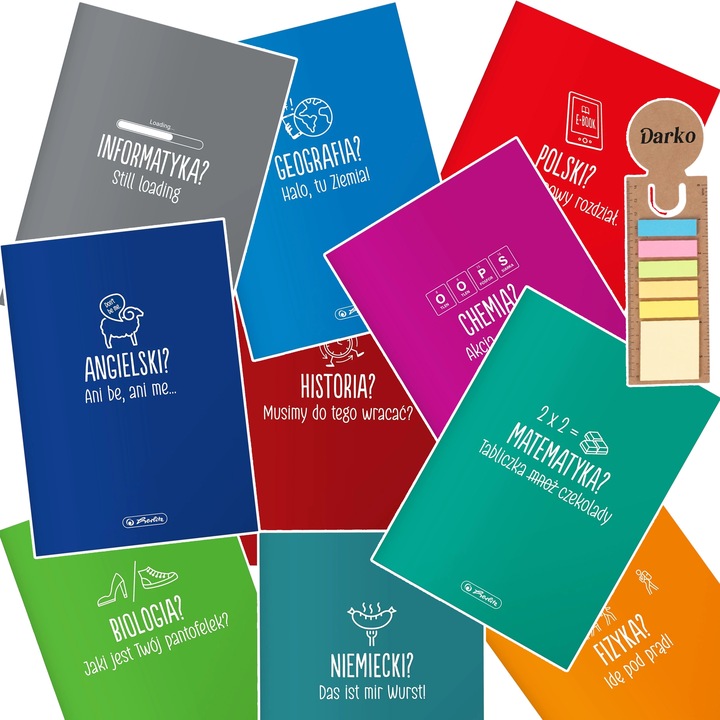 ZESTAW 10 ZESZYTÓW PRZEDMIOTOWYCH ZE ŚCIĄGĄ 60k A5 klasa 7-8 + ZAKŁADKA