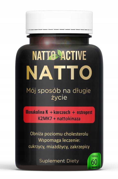 Natto Active Monakolina K witamina K2 MK-7 Nattokinase 60 eko tabletki