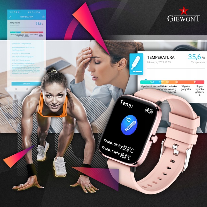 SMARTWATCH GIEWONT GW230-1 Dynamic SmartCall ROZMOWY SMS SPORT ALERT KROKI