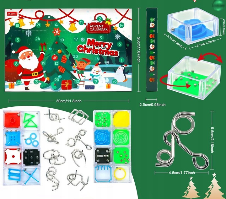 KALENDARZ ADWENTOWY 24 GRY LOGICZNE 3D ŁAMIGŁÓWKI MINI GRY ZABAKI KRATYWNE