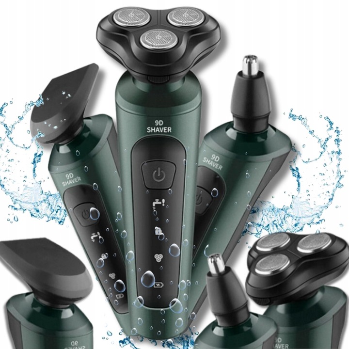 GOLARKA MĘSKA TRYMER MASZYNKA DO BRODY GŁOWY 3W1 ZIELONA Z AKUMULATOREM