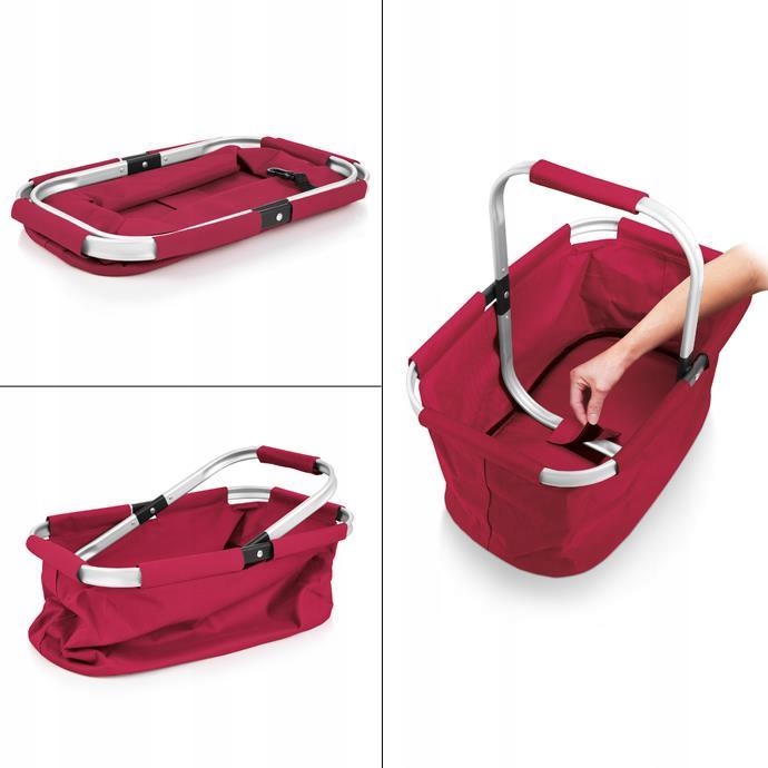 KOSZ KOSZYK SKŁADANY NA ZAKUPY PIKNIK CZERWONY