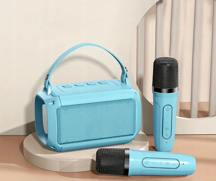MINI BEZPRZEWODOWY GŁOŚNIK BLUETOOTH + KARAOKE 2 MIKROFONY LED DLA DZIECKA