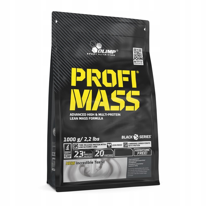 OLIMP PROFI MASS 1000g FOLIA ZIP BULK BIAŁKO BCAA WITAMINY MCT wanilia
