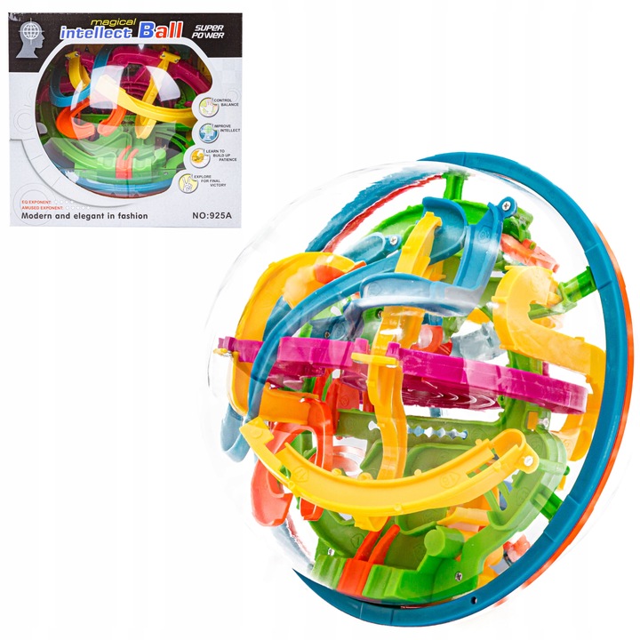 Zręcznościowa Gra Inteligentna KULA LABIRYNT 3D przeplatanka łamigówka 18CM