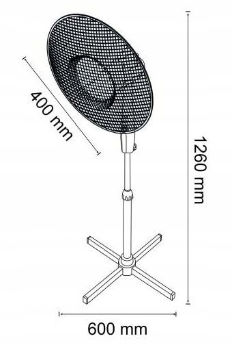 STP FF-40B3 MOCNY WENTYLATOR PODŁOGOWY 40W 40CM REGULOWANY 126CM CZARNY ALU