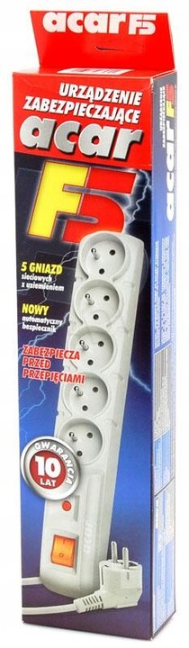 ACAR F5 listwa przeciwprzepięciowa 5 gniazd 1,5m