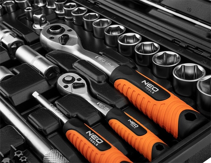 NEO Klucze nasadowe 1/4' 1/2' zestaw 100 szt. 10-206 TORX NASADKI WALIZKA