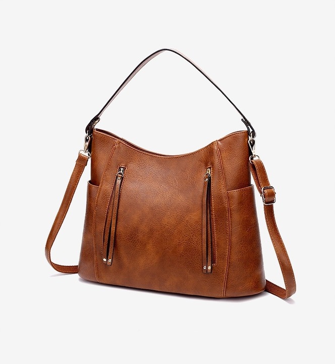 Torebka Duża BRĄZOWA Damska Pojemna Do pracy A4 Torba