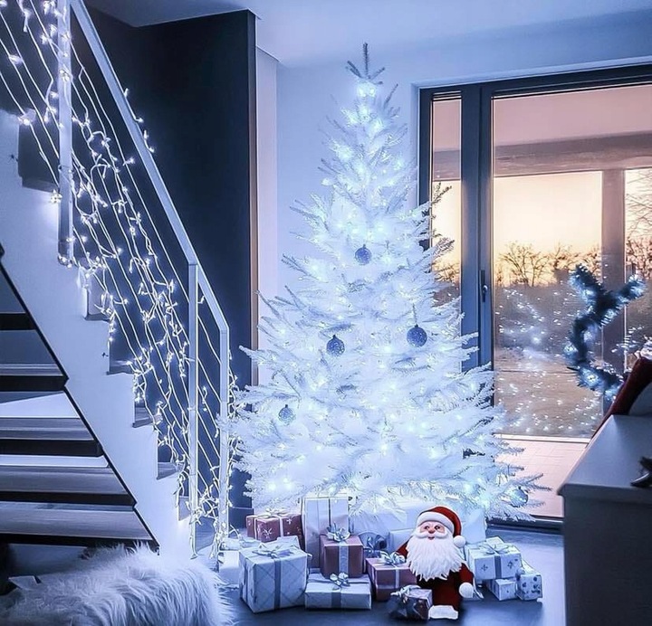 LAMPKI CHOINKOWE 200 LED FLASH ZEWNĘTRZNE WEWNĘTRZNE ŚWIĄTECZNE BIAŁY ZIMNY