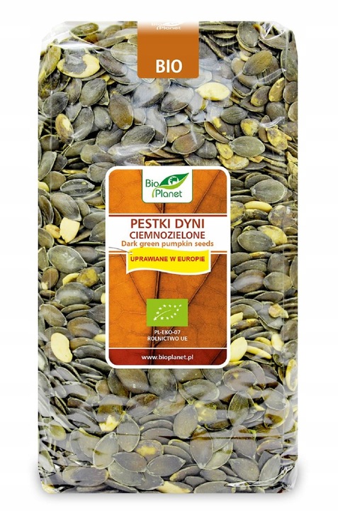 Bio Planet Pestki dyni ciemnozielone uprawiane w Europie 1 kg Bio