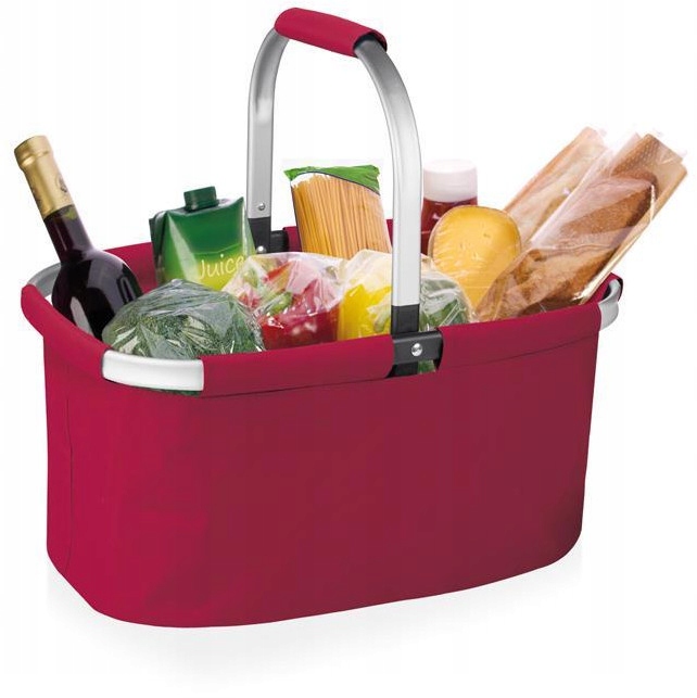 KOSZ KOSZYK SKŁADANY NA ZAKUPY PIKNIK CZERWONY