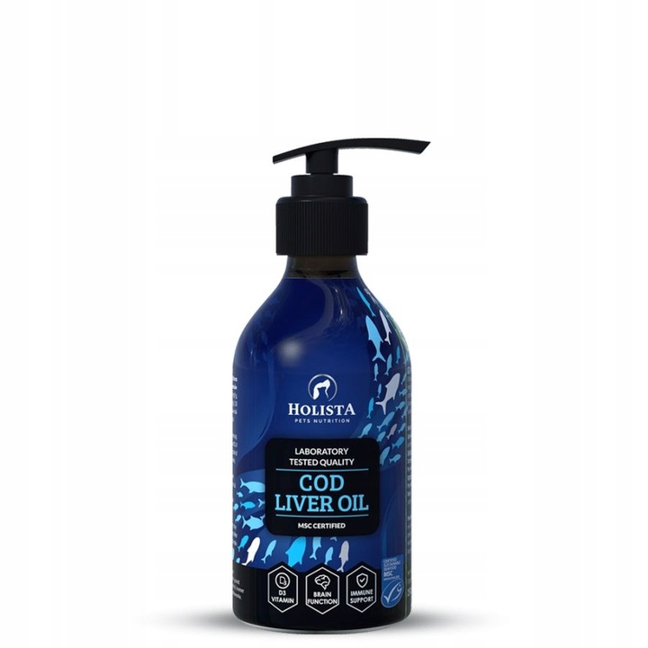 HOLISTA Cod Liver Oil 250ml TRAN Z DORSZA DLA PSA I KOTA