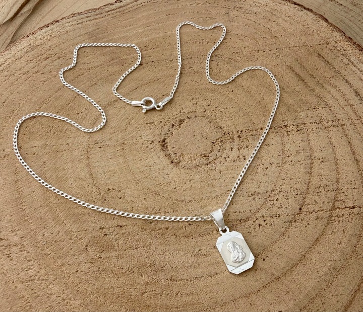 Łańcuszek i medalik na komunię dla chłopca lub dziewczynki 45 cm srebro 925