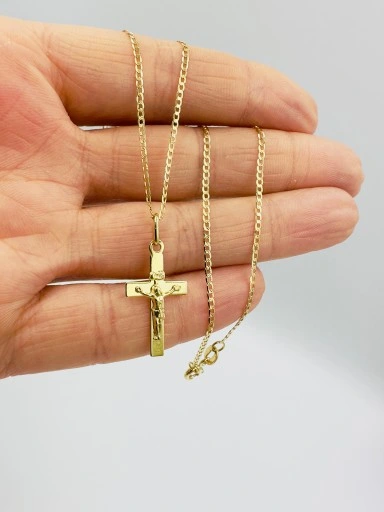 ZŁOTY ŁAŃCUSZEK 585 Krzyżyk KOMUNIA CHRZEST