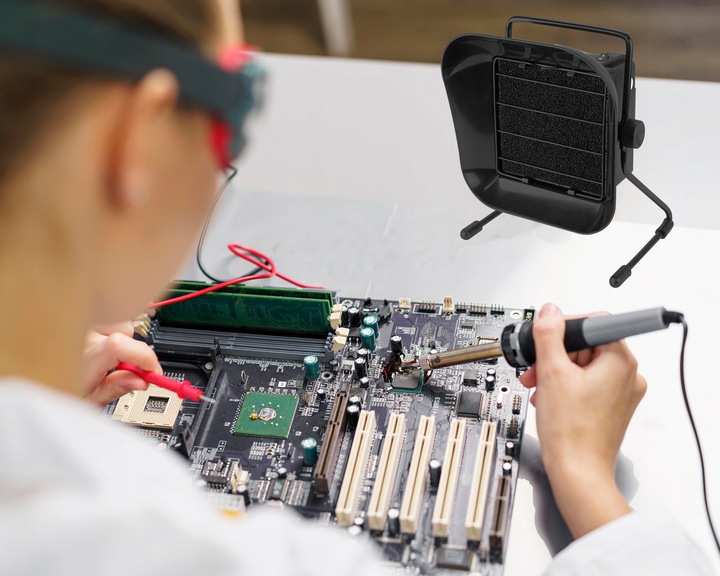 POCHŁANIACZ DYMU LUTOWNICZEGO OPARÓW 23W WYDAJNY ODCIĄG + 2x FILTR WĘGLOWY