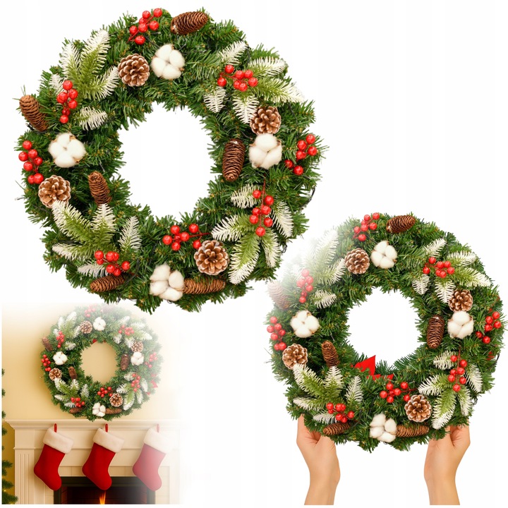 WIENIEC BOŻONARODZENIOWY ELEGANCKA DEKORACJA ŚWIĄTECZNA KOLOROWY WZ8 40CM