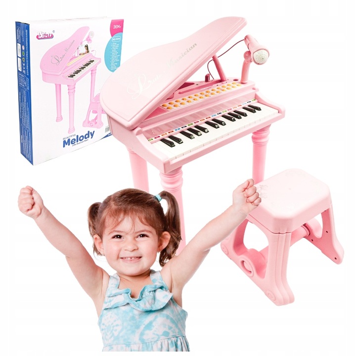 PIANINO ORGANY KEYBOARD DLA DZIECI KRZESEŁKO MIKROFON KARAOKE TRZY KOLORY