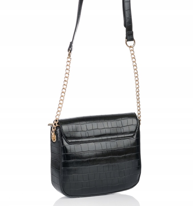Monnari Torebka Kuferek Listonoszka Czarny Kroko Łódka Czarna PREMIUM