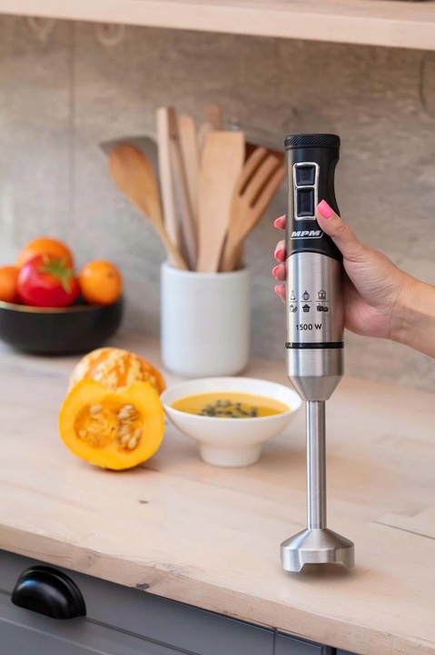 Blender ręczny MPM MBL-34M 1500W Funkcja Turbo Stal nierdzewna Czarny