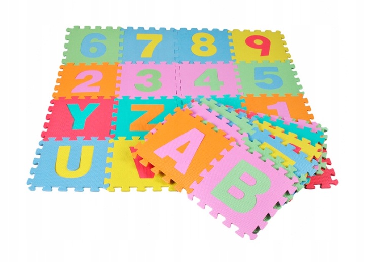 DUŻE PUZZLE EDUKACYJNE PIANKOWE DLA DZIECI CYFRY I LITERY MATA 36 ELEMENTÓW