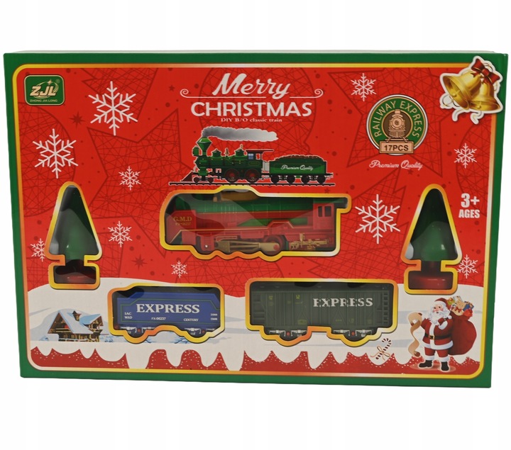 ŚWIĄTECZNA KOLEJKA ELEKTRYCZNA PREZENT MIKOŁAJ POCIĄG DLA DZIECI LOKOMOTYWA